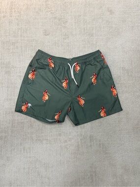 OAS Men's Green Hula Print Swim Trunks
